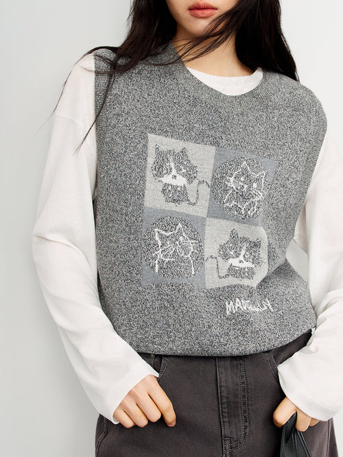 Load image 1 in gallery view. Cotton-Blend Knit Vest