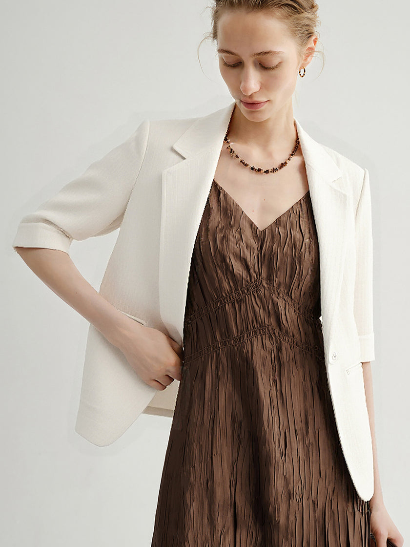 Triacetate Blend 3/4 Sleeve Blazer