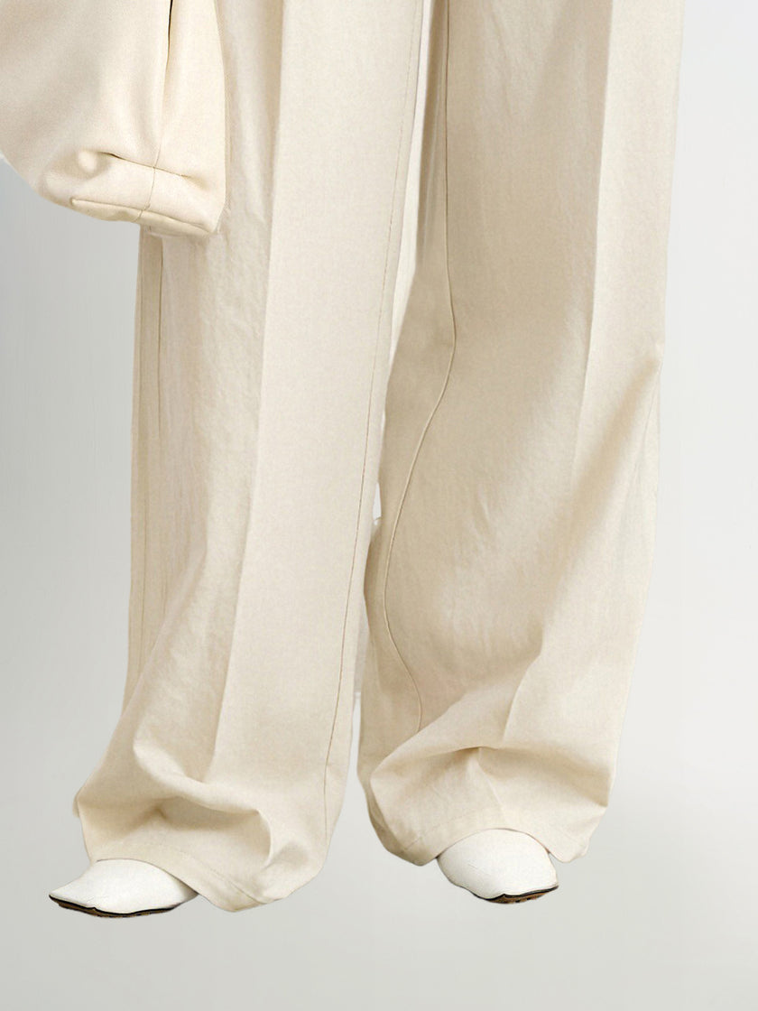 White Lyocell Front-Pleat Trousers  Pants