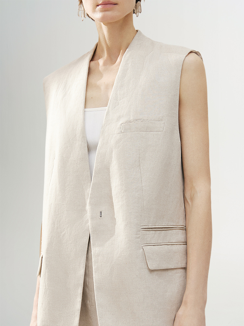 100% Linen Sleeveless Jacket