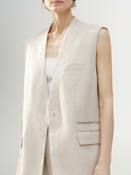 100% Linen Sleeveless Jacket