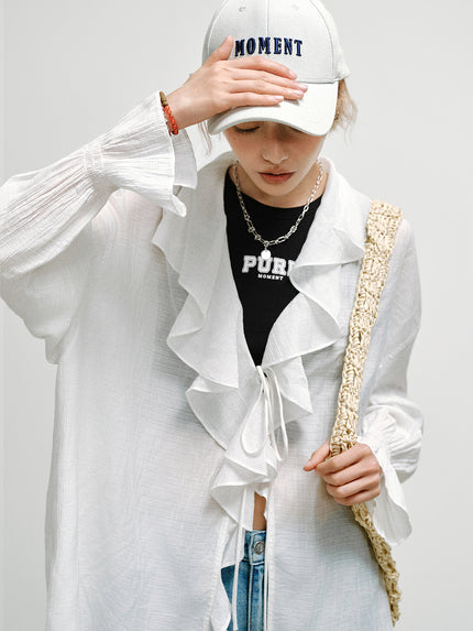 Lace-Collar Shirt Top