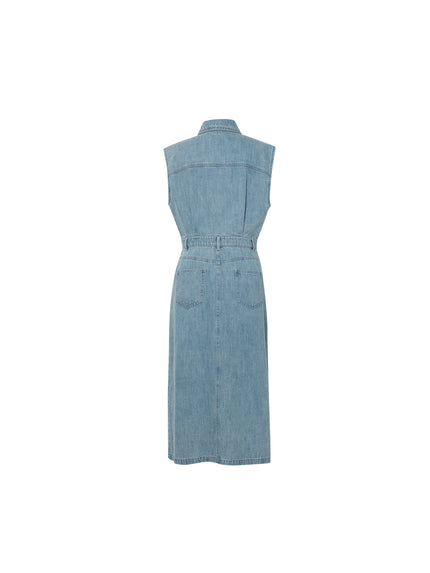Sleeveless Stand Collar 100% Cotton Dress