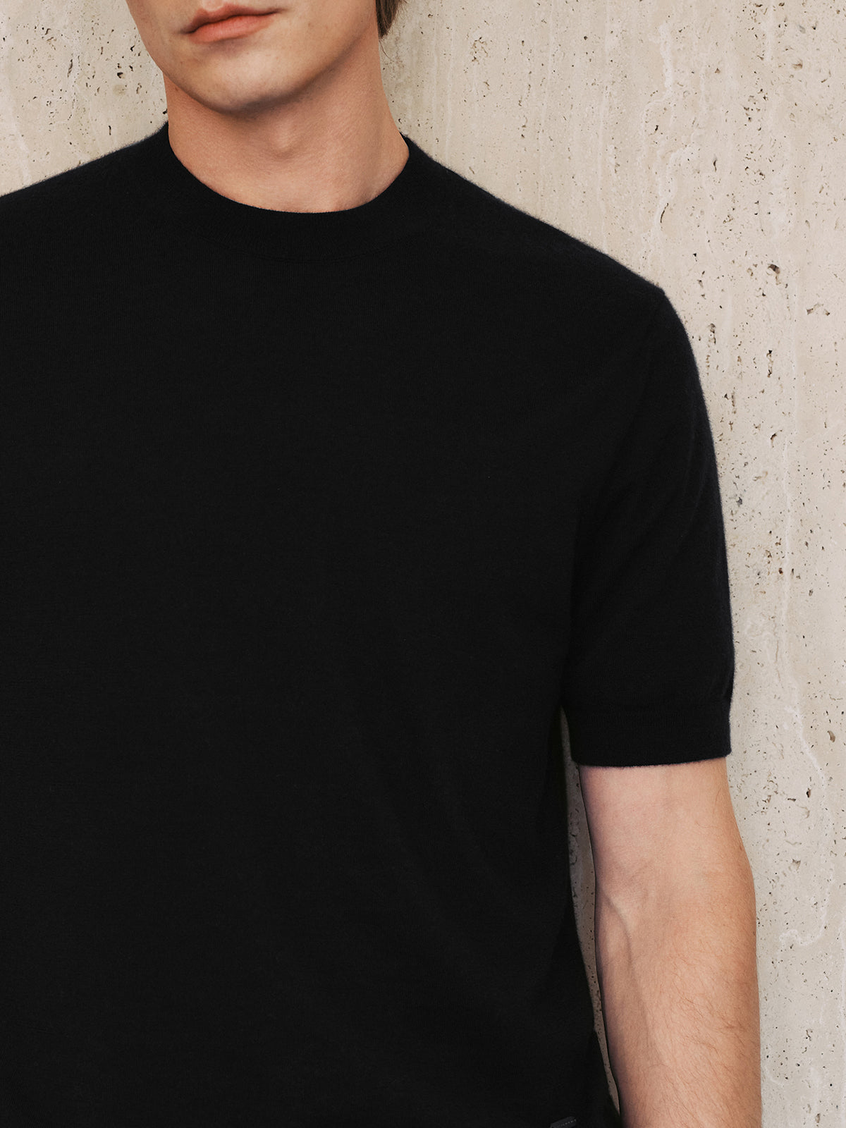 Men's Pure Wool Crewneck Tee Black