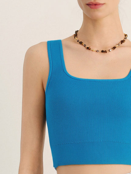 Sky Blue Square-Neck Sleeveless Tank
