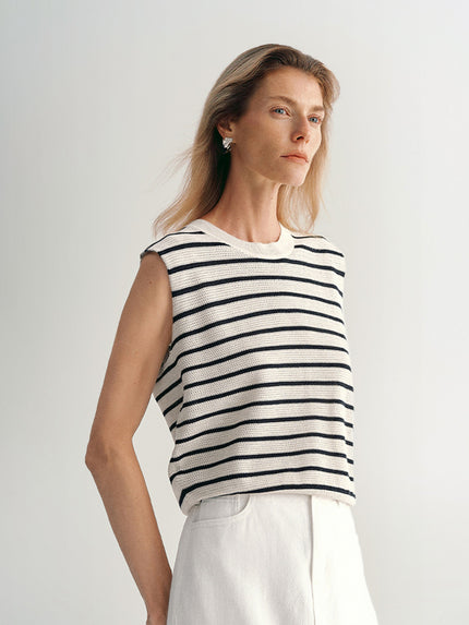 Striped Sleeveless Knit Top