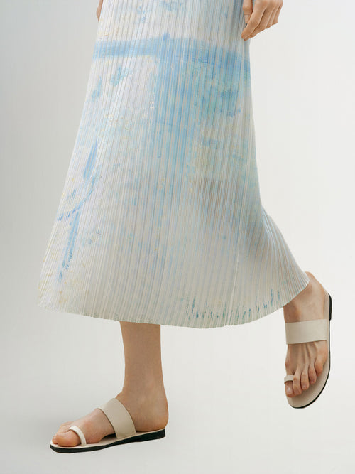 Load image 1 in gallery view. Straight-Cut Pleated Maxi Skirt