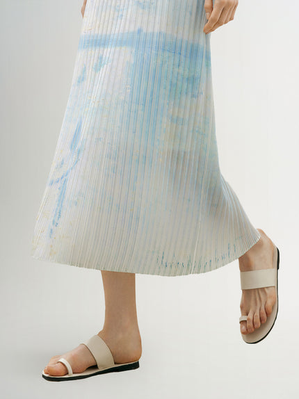 Straight-Cut Pleated Maxi Skirt