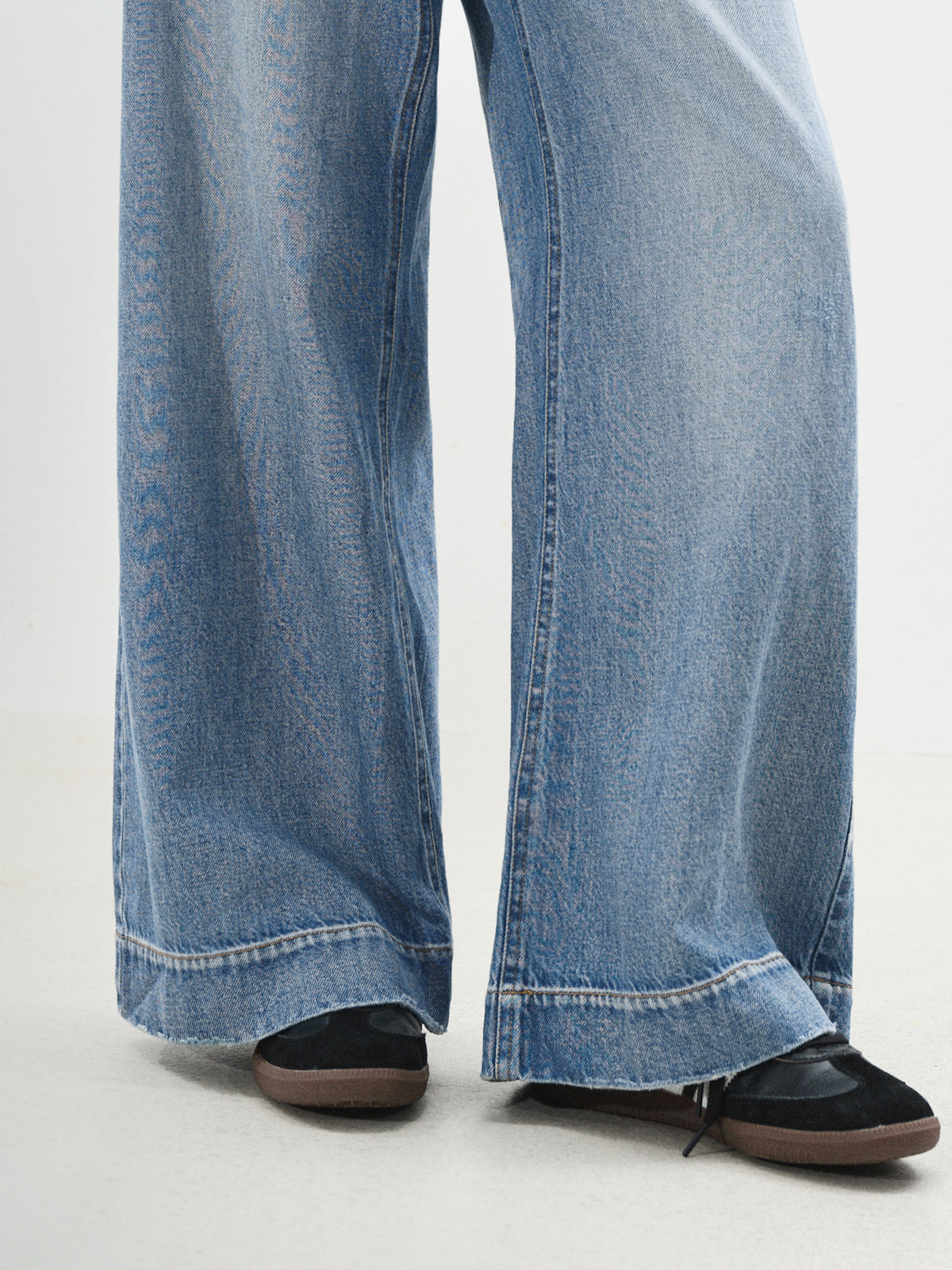 Wide-Leg Denim Trousers