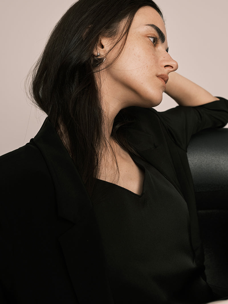 Quater Sleeves 100% Silk Blazer