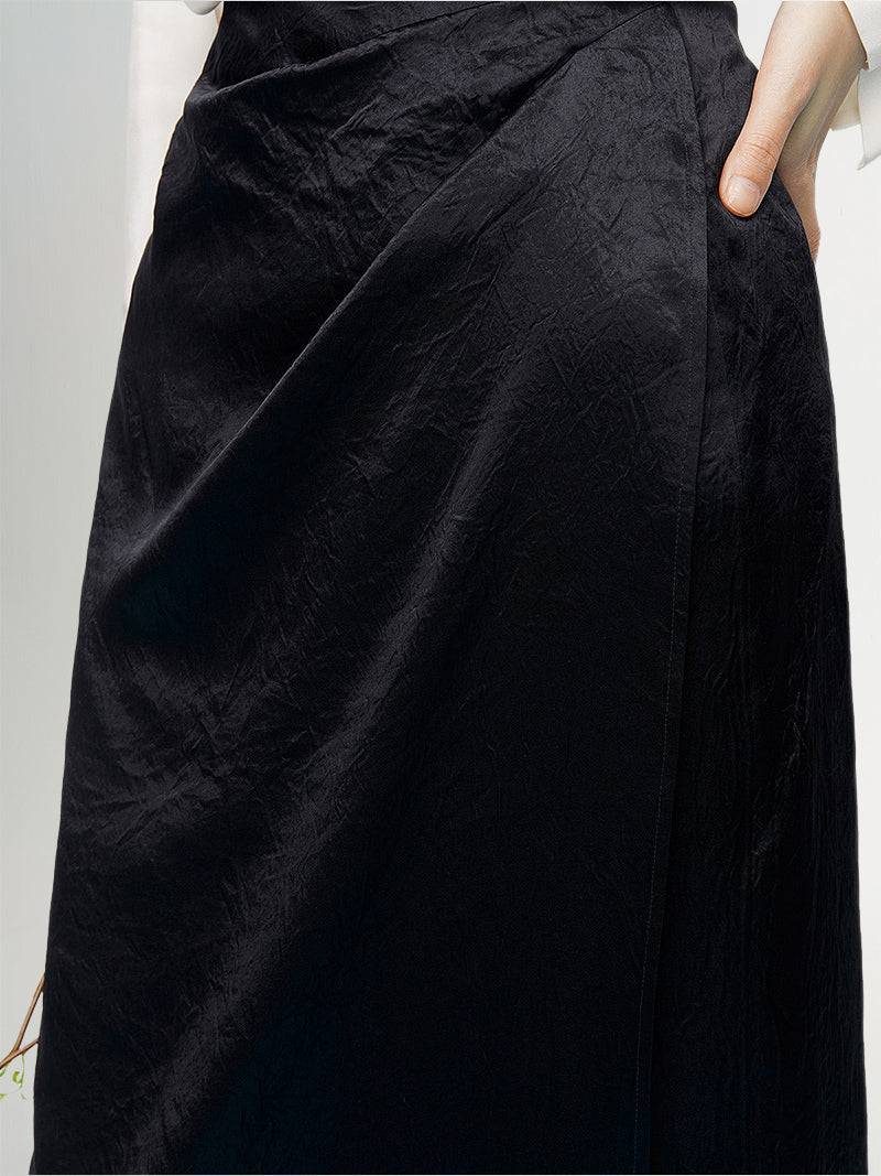 Pure Acetate Slit Midi Skirt