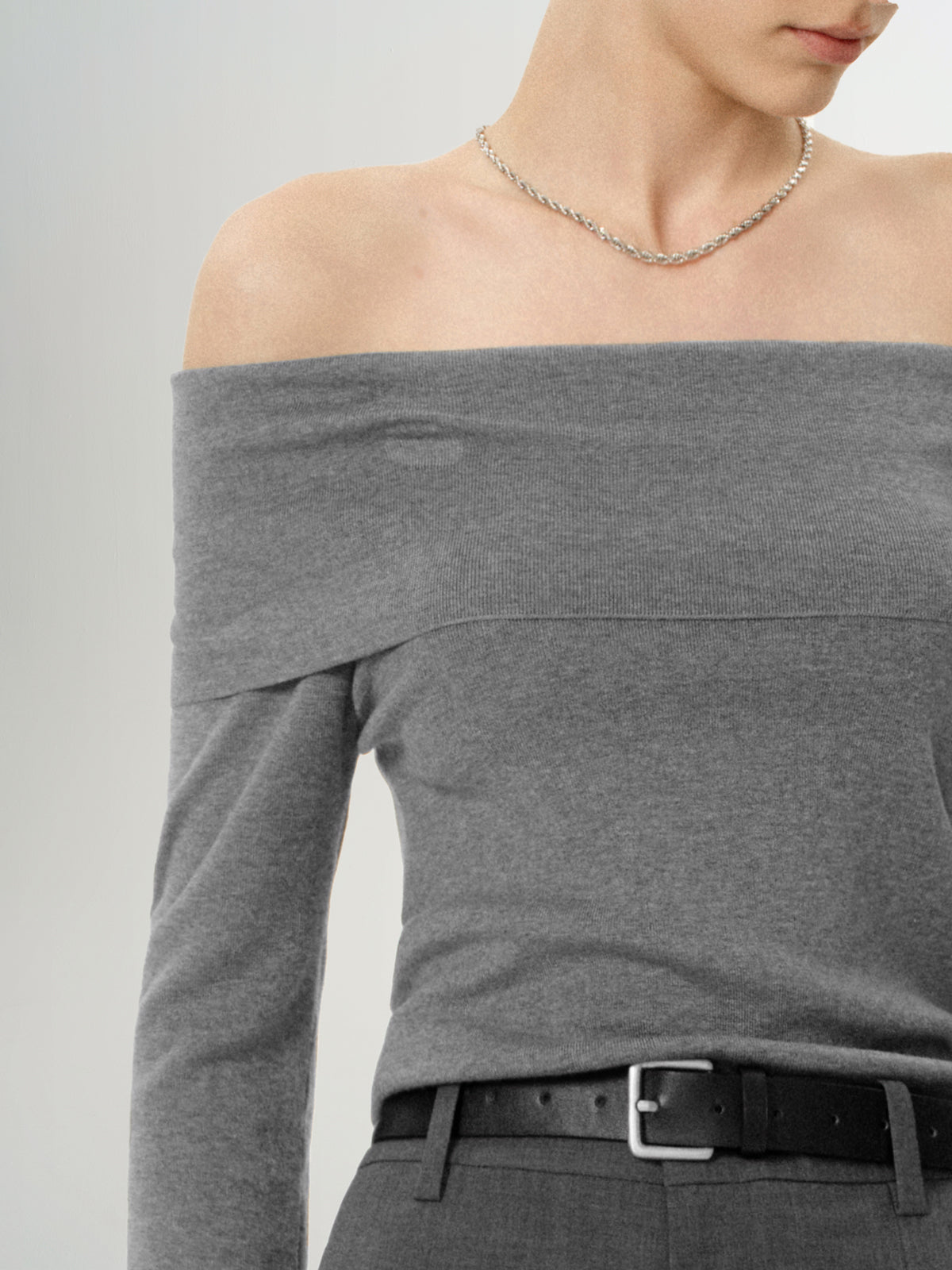One-Shoulder Cooling Acetate Knit Top