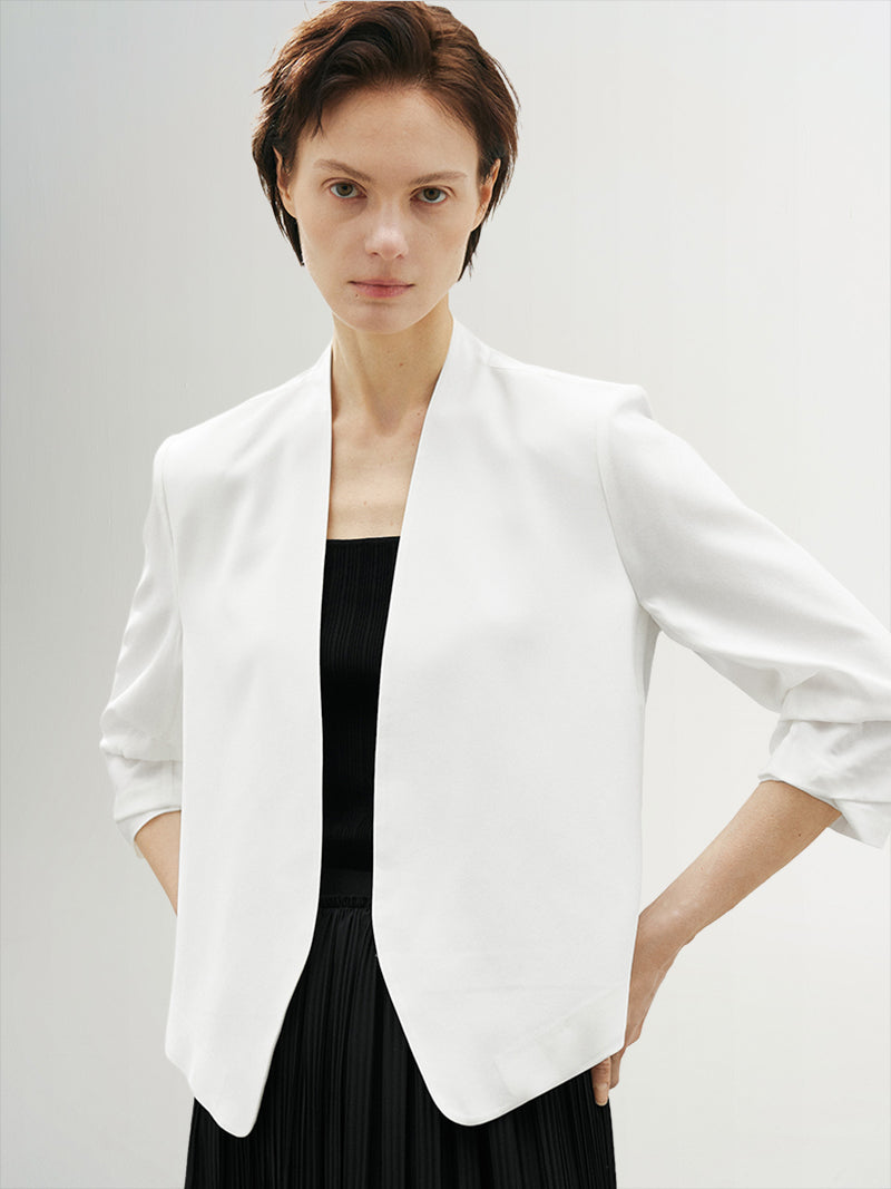 V Neck Acetate Short Jacket