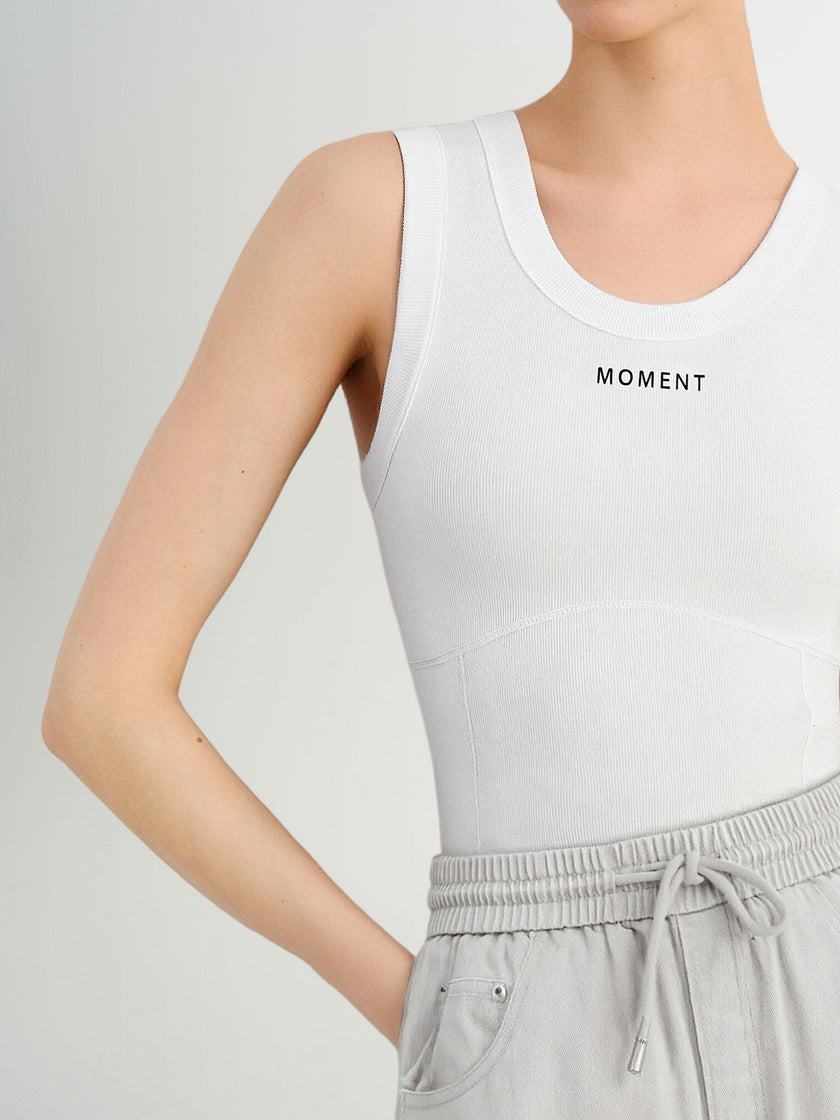 White U-Neck Sleeveless Tank