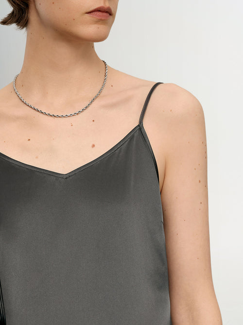 Load image 1 in gallery view. Gray Triacetate Slip Cami  Camisole Top