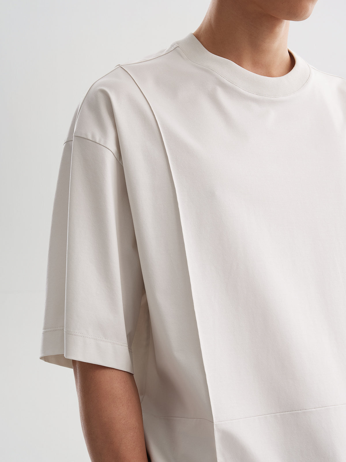 Light Gray Cotton-Blend Oversized Tee