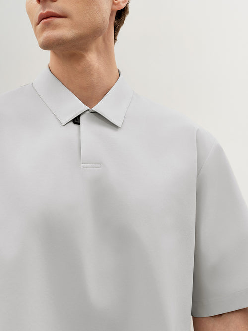 Load image 1 in gallery view. Light Gray Structured Short-Sleeve Polo