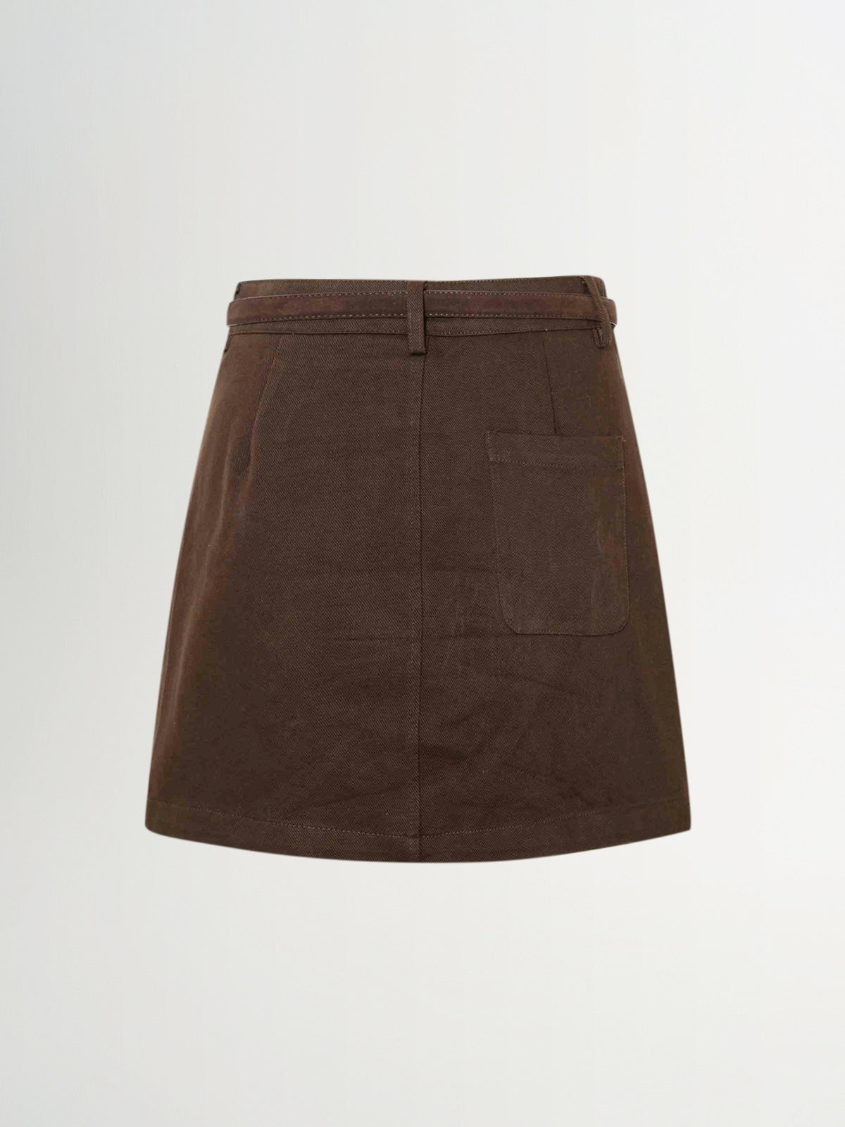 Straight Cotton Skirt with Belt
