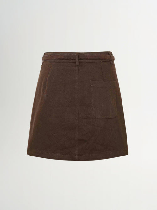 Load image 1 in gallery view. Straight Cotton Skirt with Belt