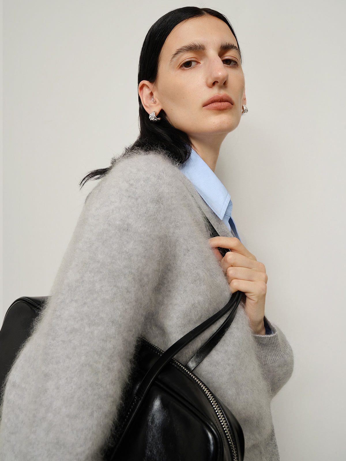 Pure Cashmere Structured-Shoulder Cardigan