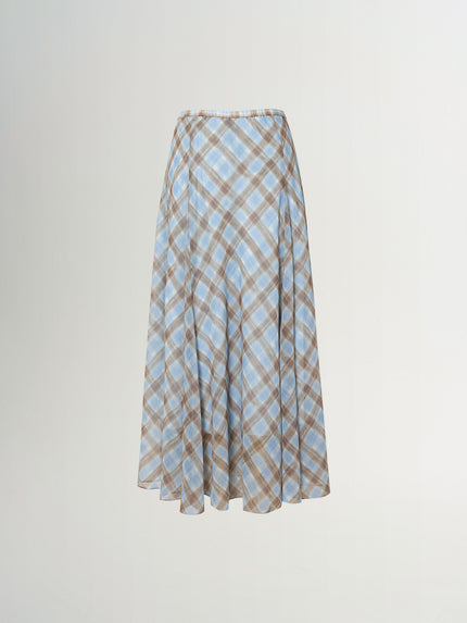 Checked A-Line Maxi Skirt