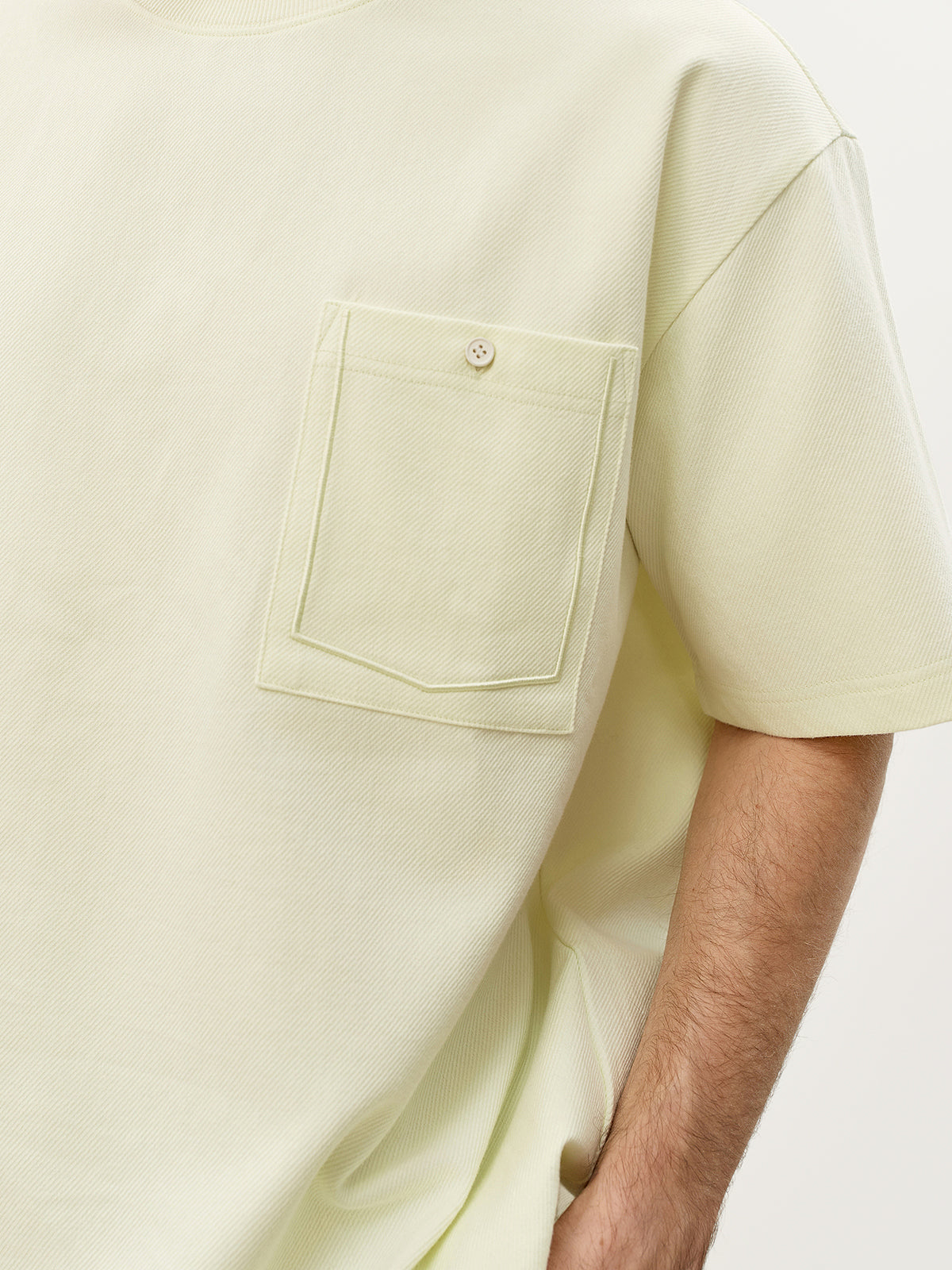 Light Yellow Pocket Dropped-Shoulder Tee