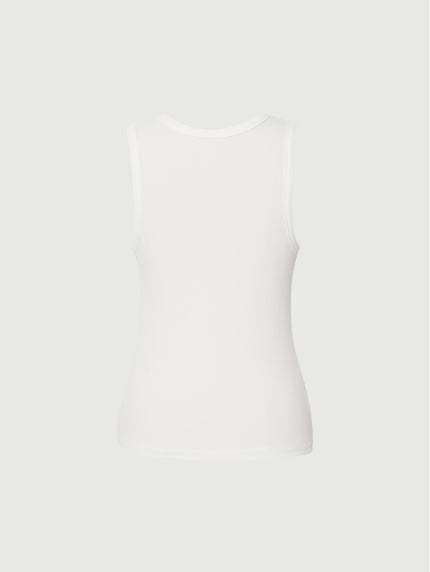 Women's White Round Neck Sleeveless Vest Top 4995100531