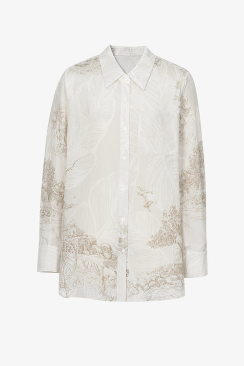 Load image 1 in gallery view. Toile Printed Mulberry Silk Shirt