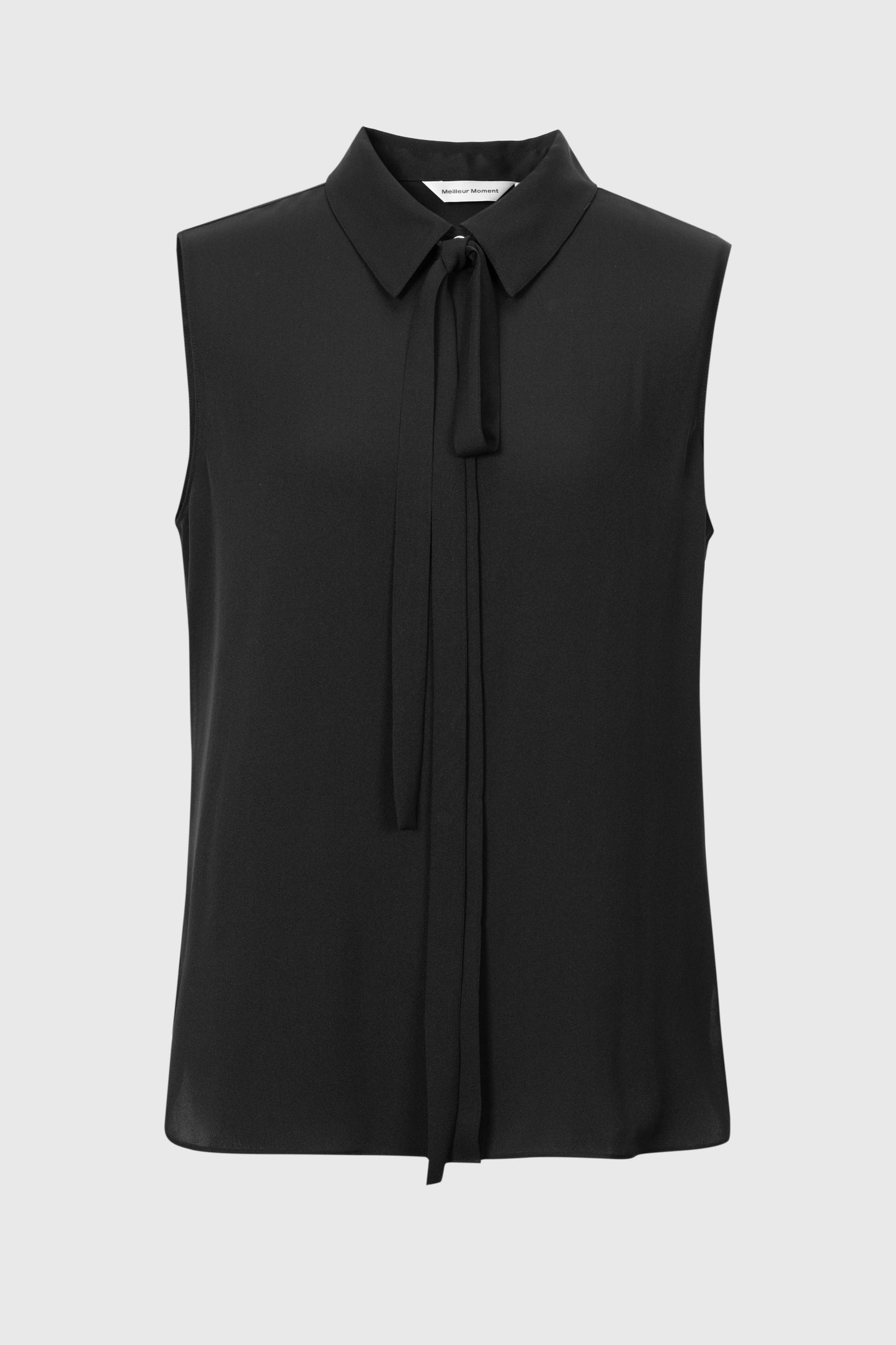 Sleeveless Pure Silk Tie-Neck Blouse