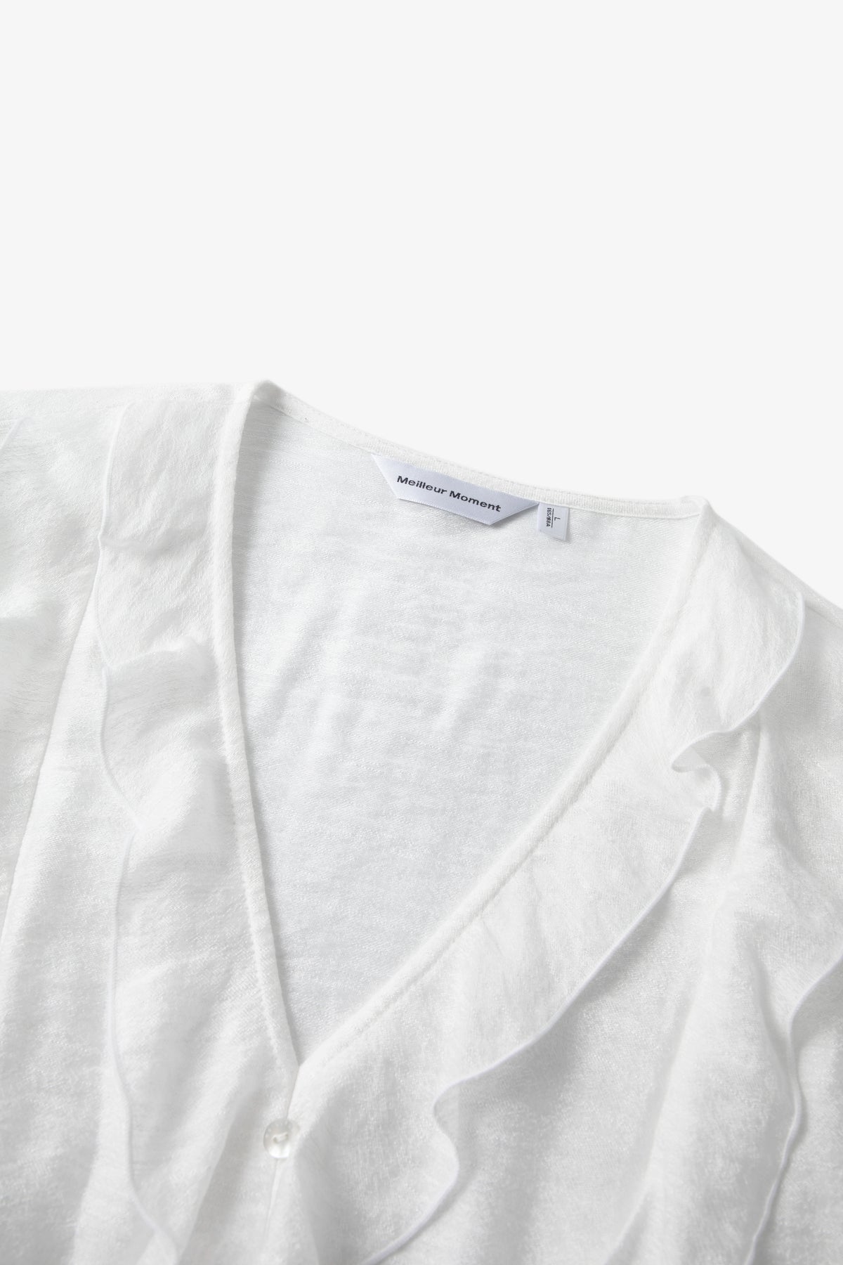 Ruffled V-Neck Linen Blend Blouse
