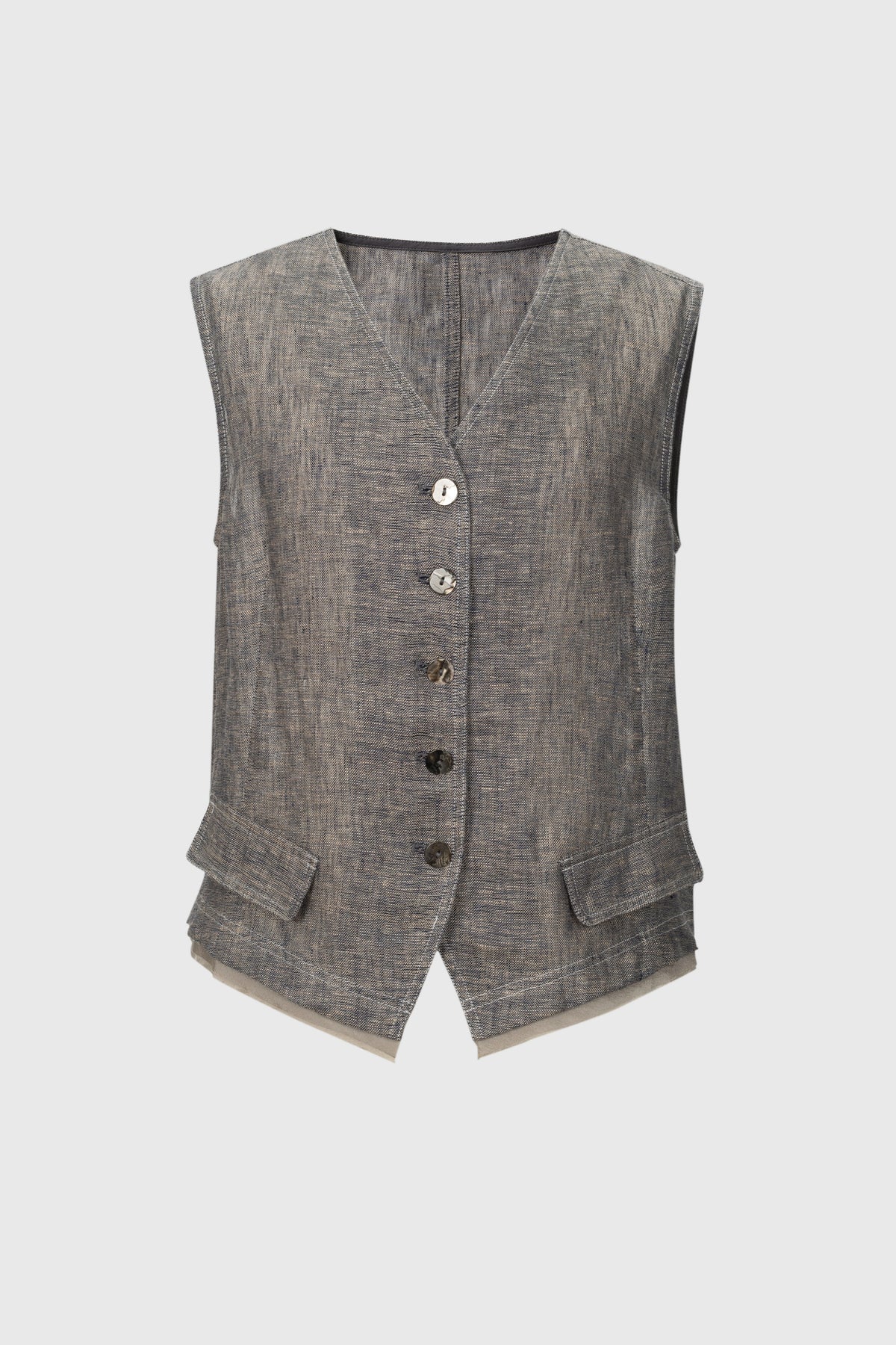 Tailored Linen V-Neck Vest