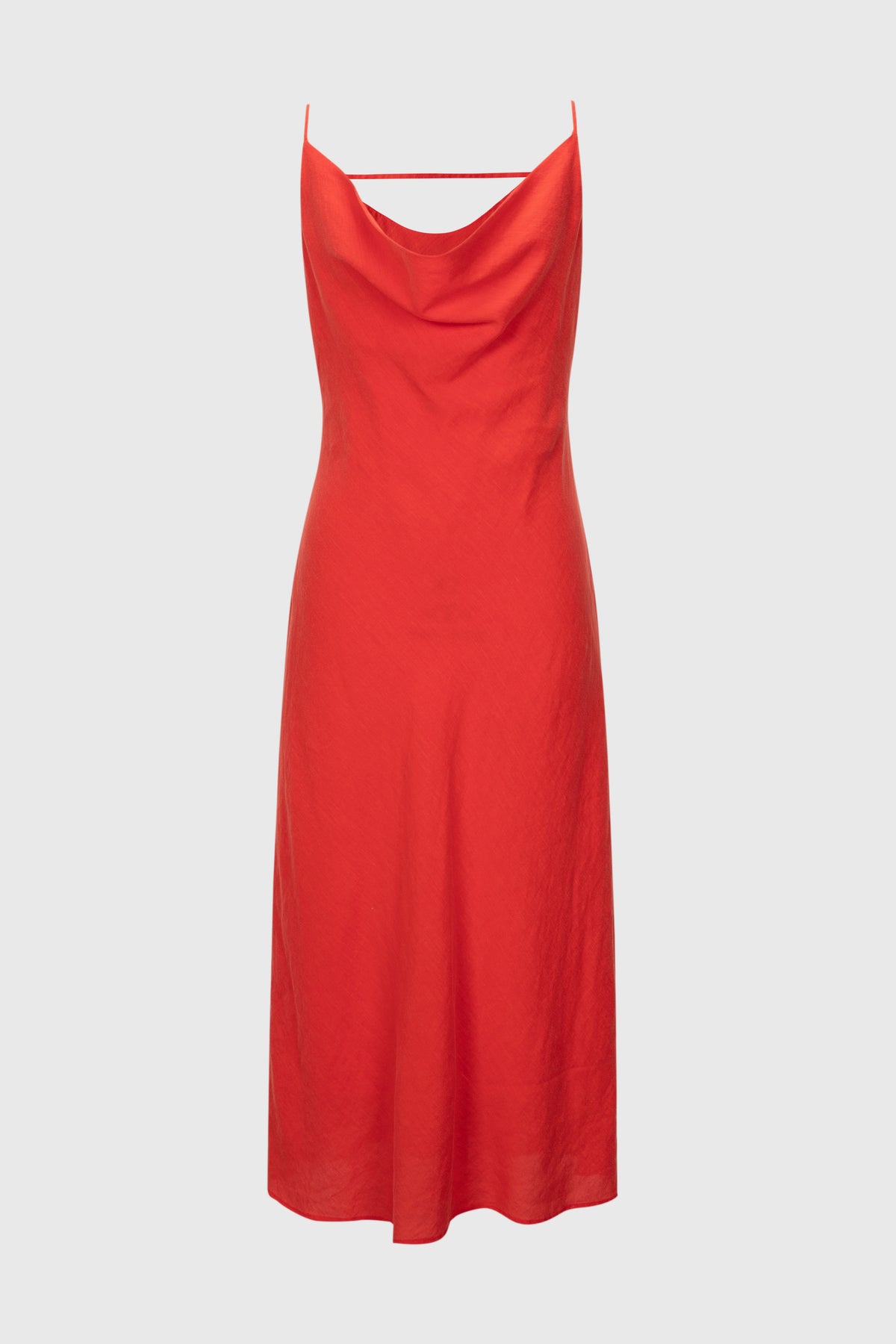 Drape-Neck Lyocell-Ramie Slip Dress