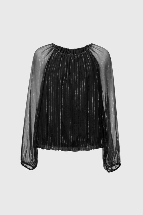 Load image 1 in gallery view. Metallic Silk-Blend Blouse