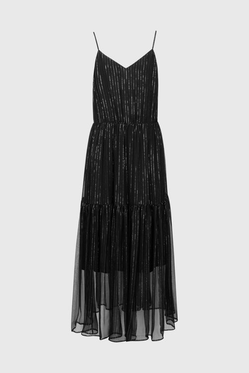 Load image 1 in gallery view. Lustrous Silk-Blend Tiered Dress