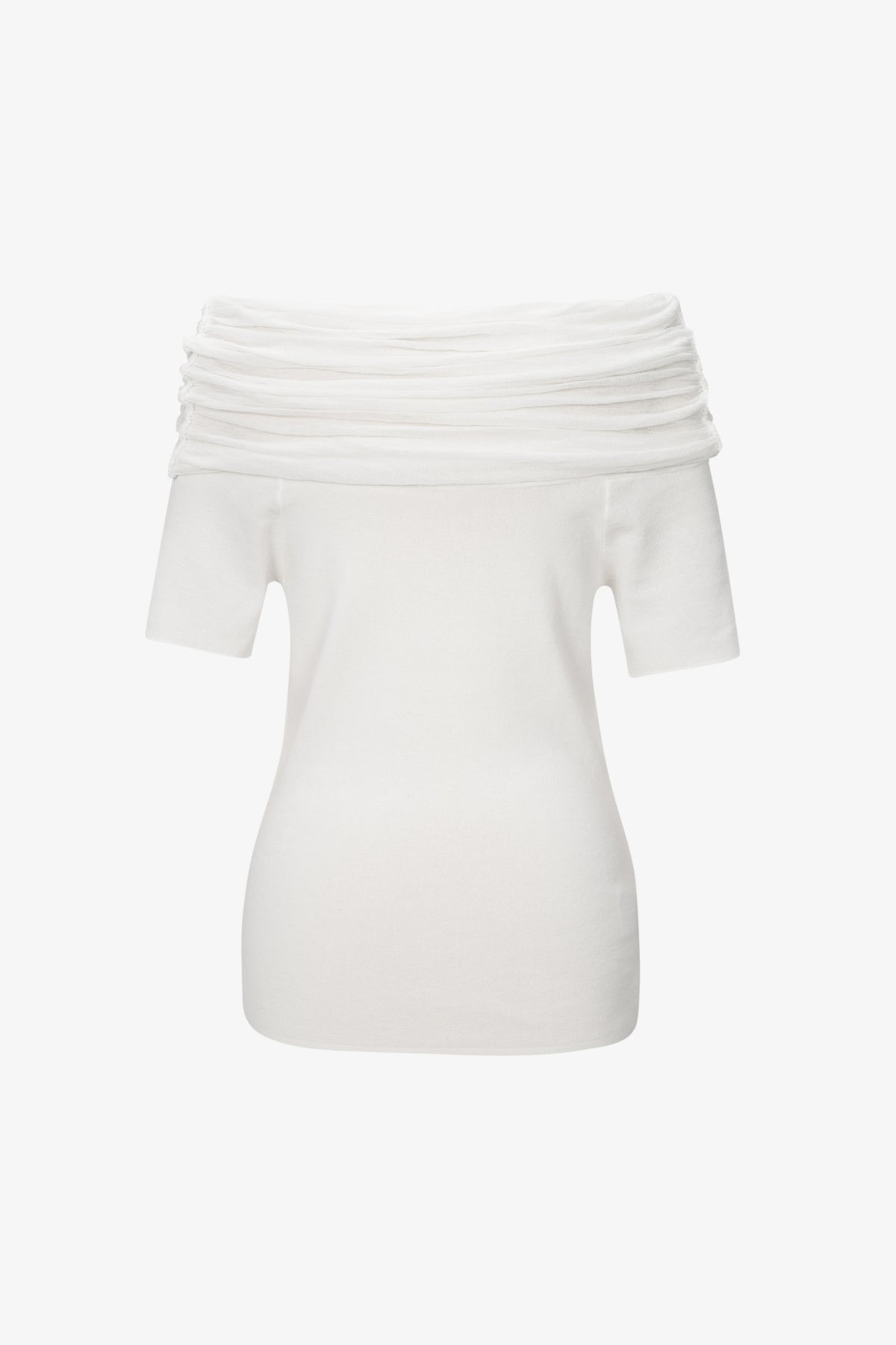 Draped Cowl-Neck Cotton Blend Top