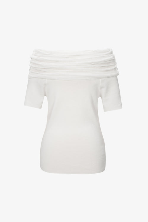 Load image 1 in gallery view. Draped Cowl-Neck Cotton Blend Top