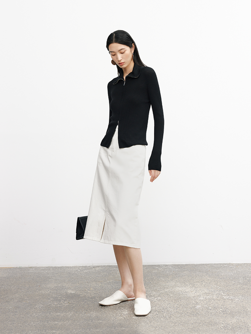 Load image 1 in gallery view. Front Slit Jeans Skirt