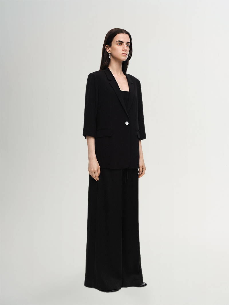 One Button Silk Blazer