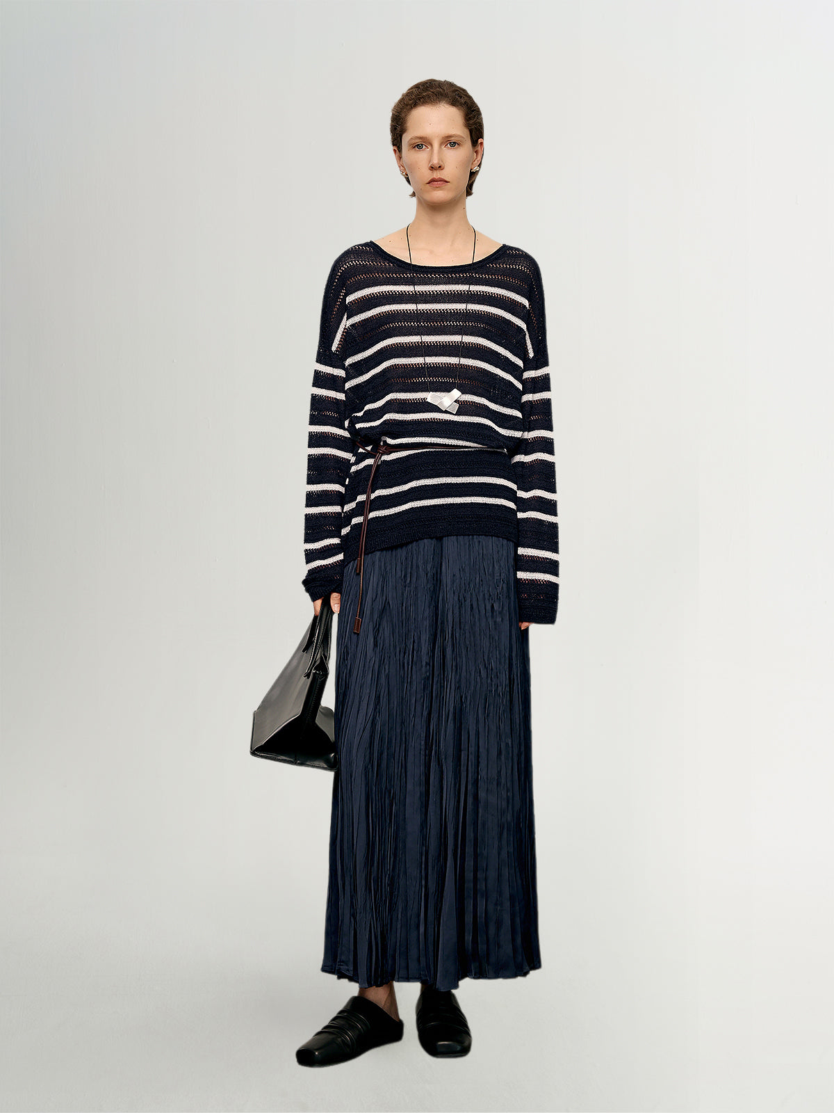 Deep Blue Crinkled Maxi Skirt