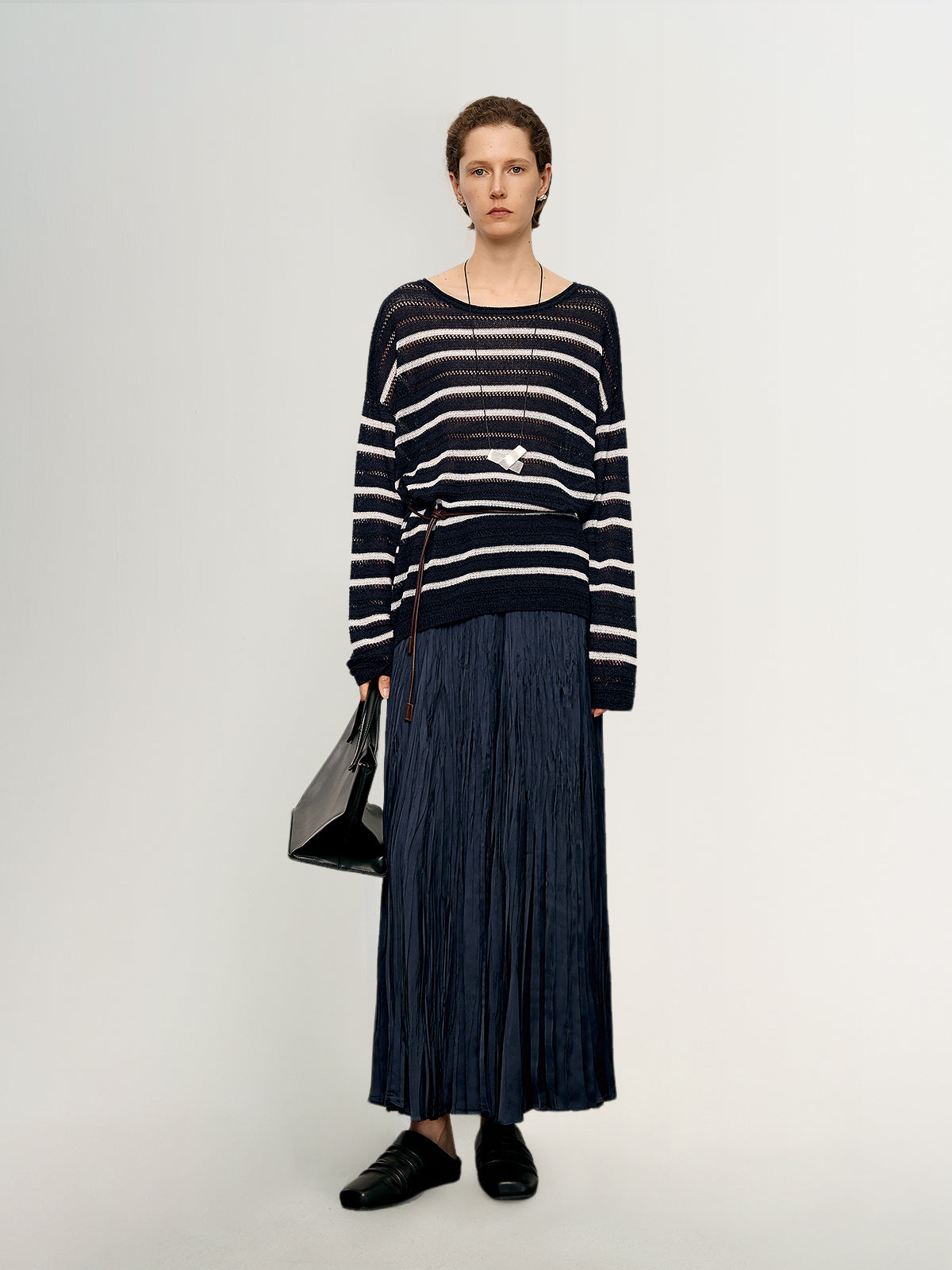 Relaxed Black and White Striped Sweater