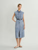 Cotton Denim Sleeveless Shirt Dress