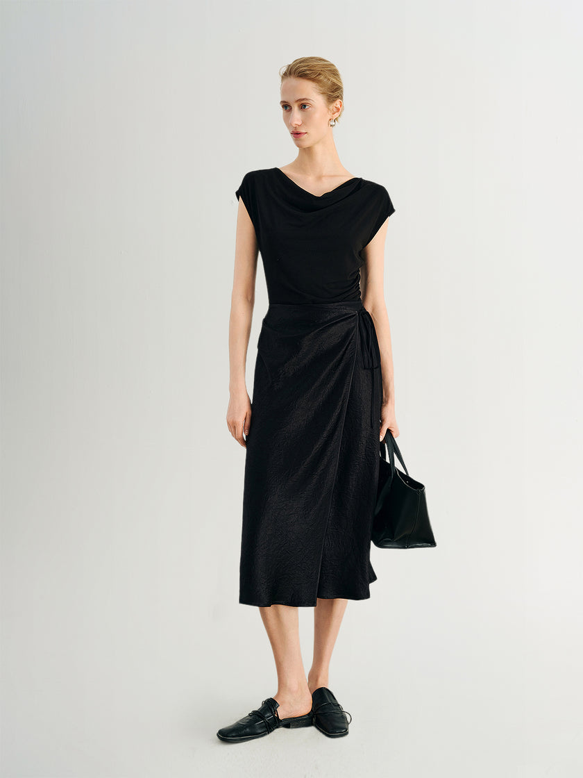 Acetate Sarong Midi Skirt