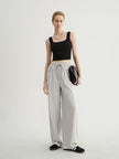 Black Square-Neck Fitted Cropped Tank