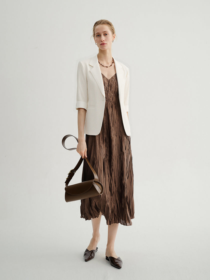 Triacetate Blend 3/4 Sleeve Blazer