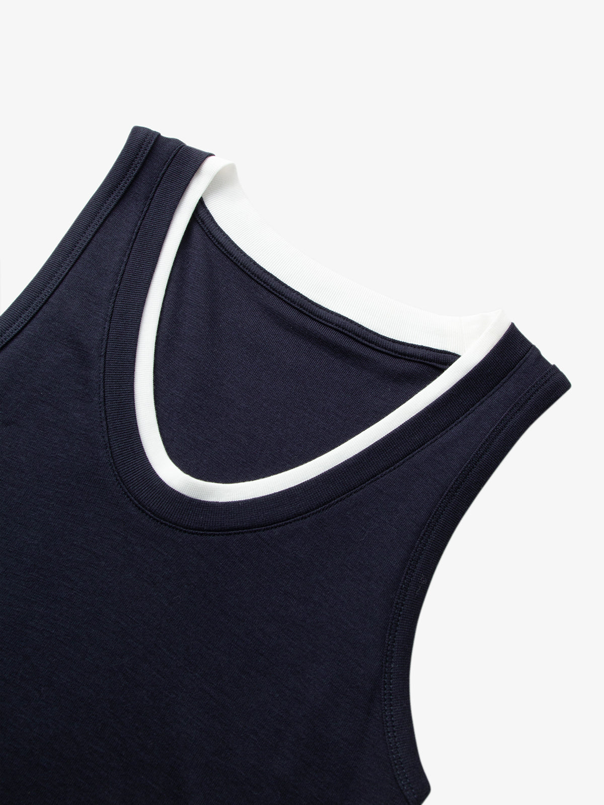 Women's Navy Round Neck Sleeveless Vest Top 5F6801391X