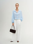 Light Blue Silk Hooded Jacket