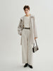 Beige Hooded Straight-Cut Trench Coat