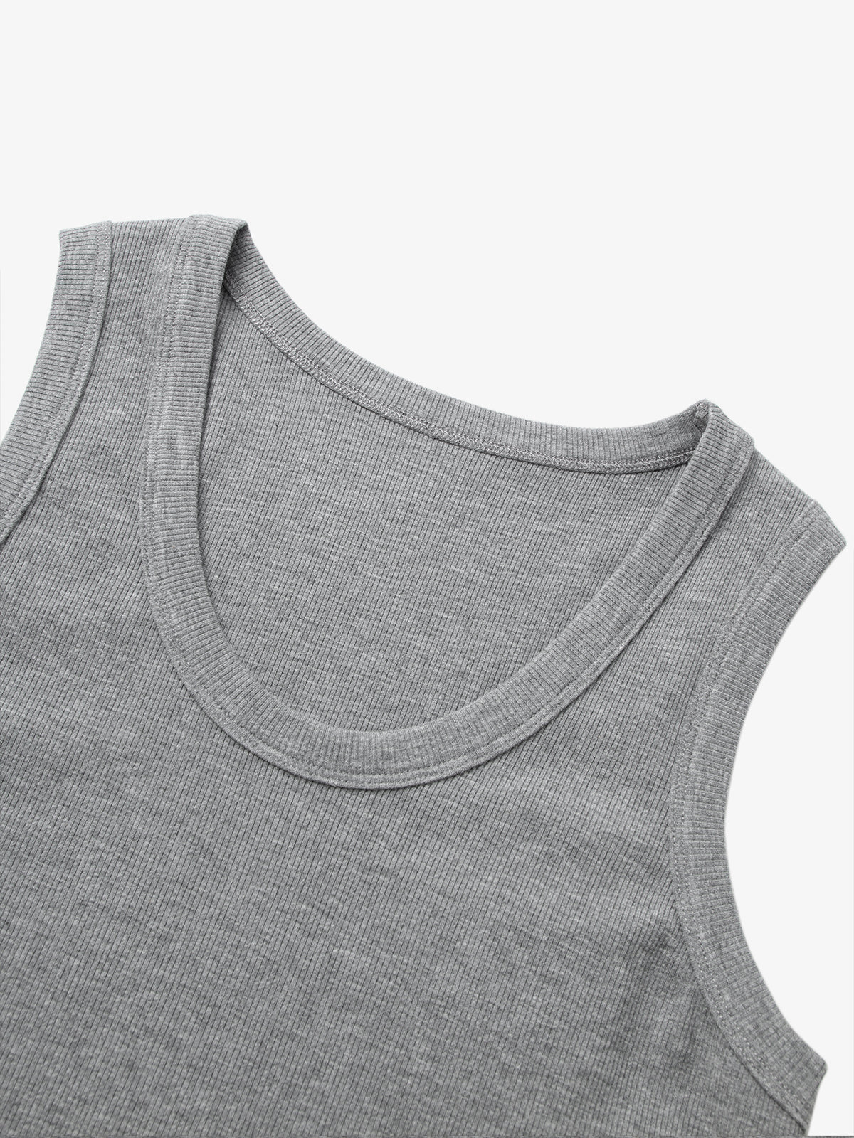 Women's Gray Round Neck Sleeveless Vest Top 4F3200532