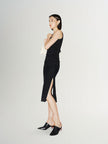 Women's Black Sleeveless Square Neck Dress 5E4190561