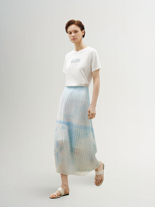 Load image 1 in gallery view. Straight-Cut Pleated Maxi Skirt